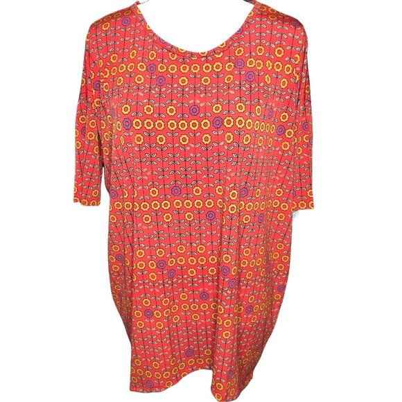 LuLaRoe RETIRED Irma Women's S Red Floral Tunic Mid-length Sleeves NWT - Picture 1 of 9